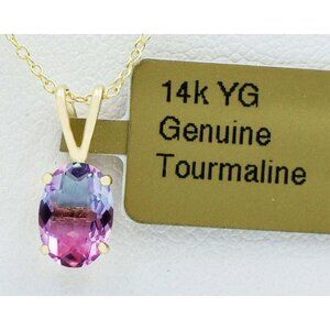 Genuine 1.15 Cts Tourmaline Pendant Solid 14k Gold